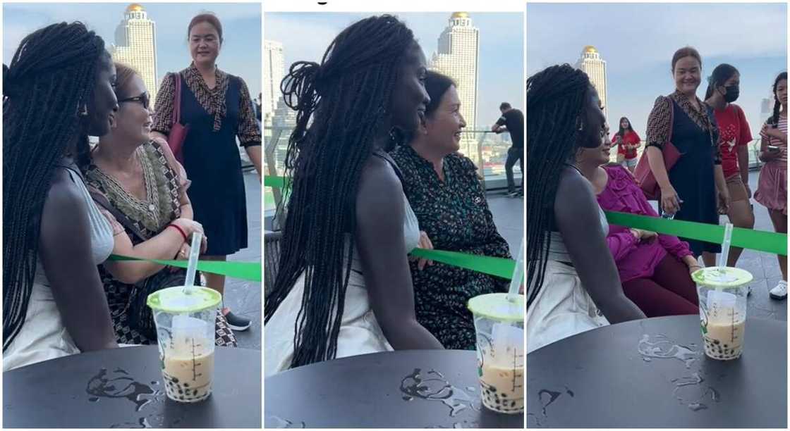 Photos of a black lady being admired by Oyinbos. Photos of a black lady being admired by Oyinbos.
