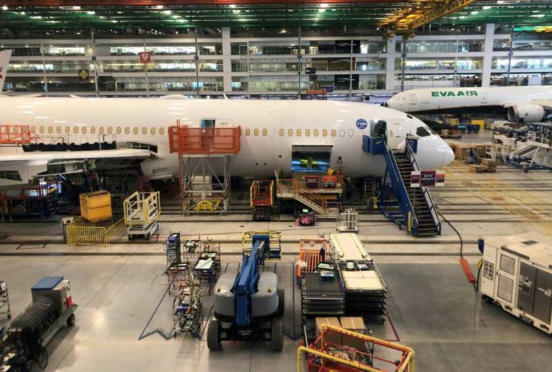 A Boeing 787 Dreamliner is seen on the assembly line in North Charleston, South Carolina A Boeing 787 Dreamliner is seen on the assembly line in North Charleston, South Carolina