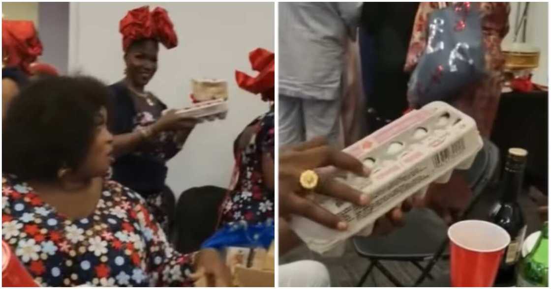 Guests at wedding receive bread and eggs at party Guests at wedding receive bread and eggs at party