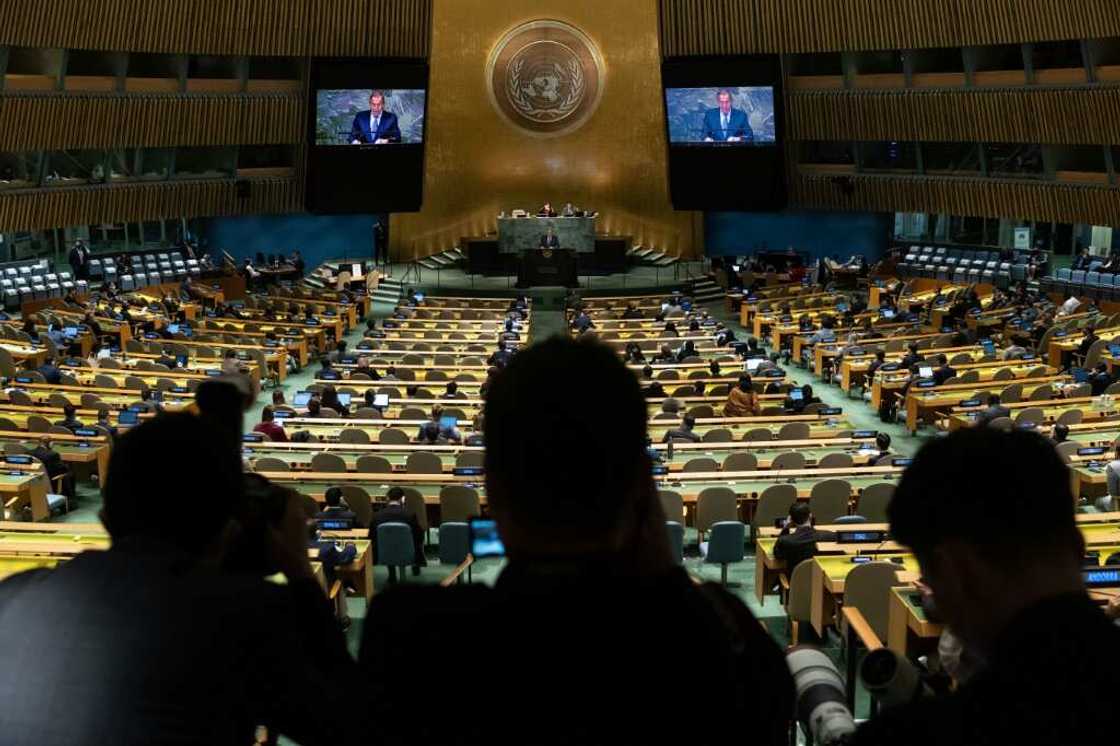 Russian Foreign Minister Sergei Lavrov addresses the 77th session of the United Nations General Assembly Russian Foreign Minister Sergei Lavrov addresses the 77th session of the United Nations General Assembly