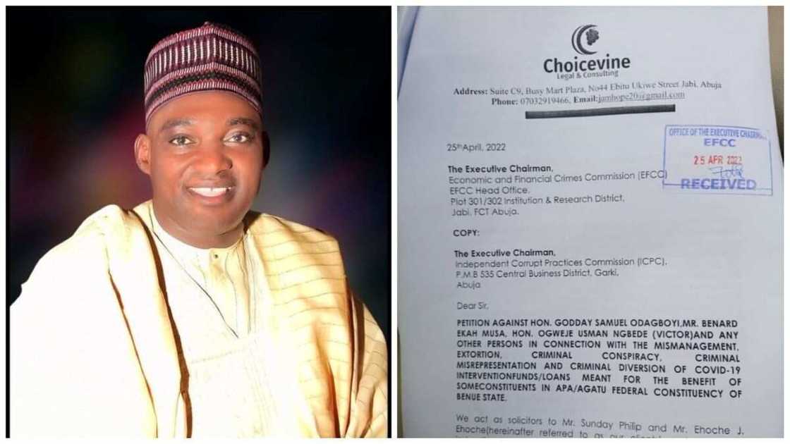 Benue lawmaker, Godday Samuel, COVID-19, coronavirus, ICPC, EFCC