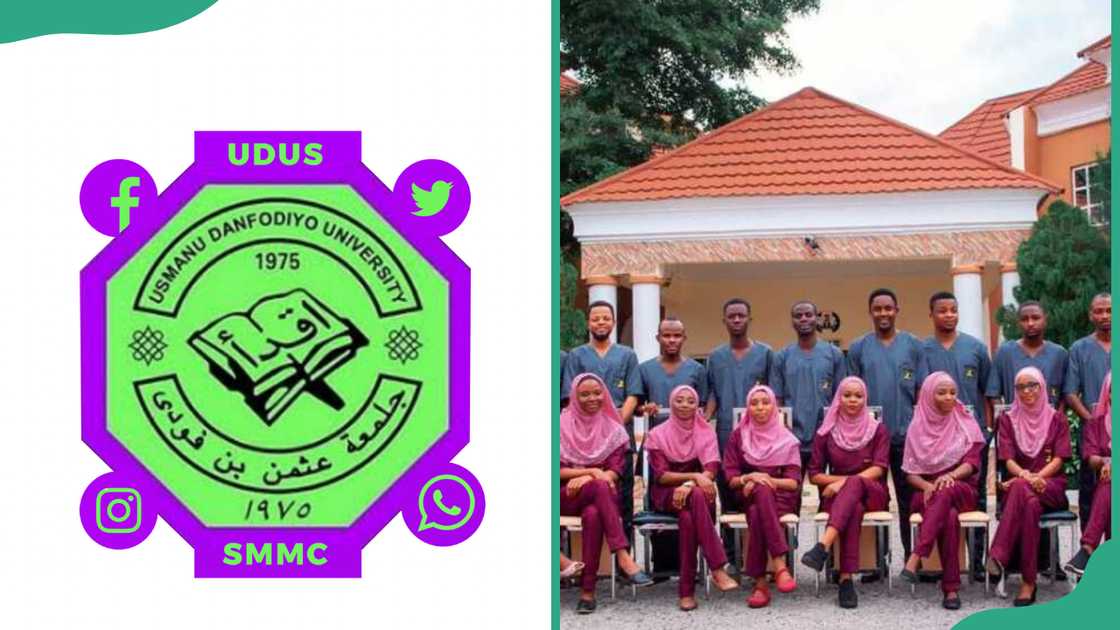 Usman Danfodio University official logo and Nursing students