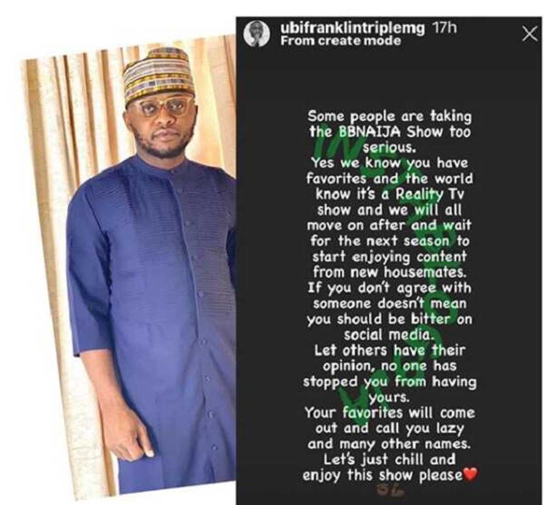 Don’t take BBN seriously, your favorite housemate will still come out to call you lazy, Ubi Franklin writes Don’t take BBN seriously, your favorite housemate will still come out to call you lazy, Ubi Franklin writes