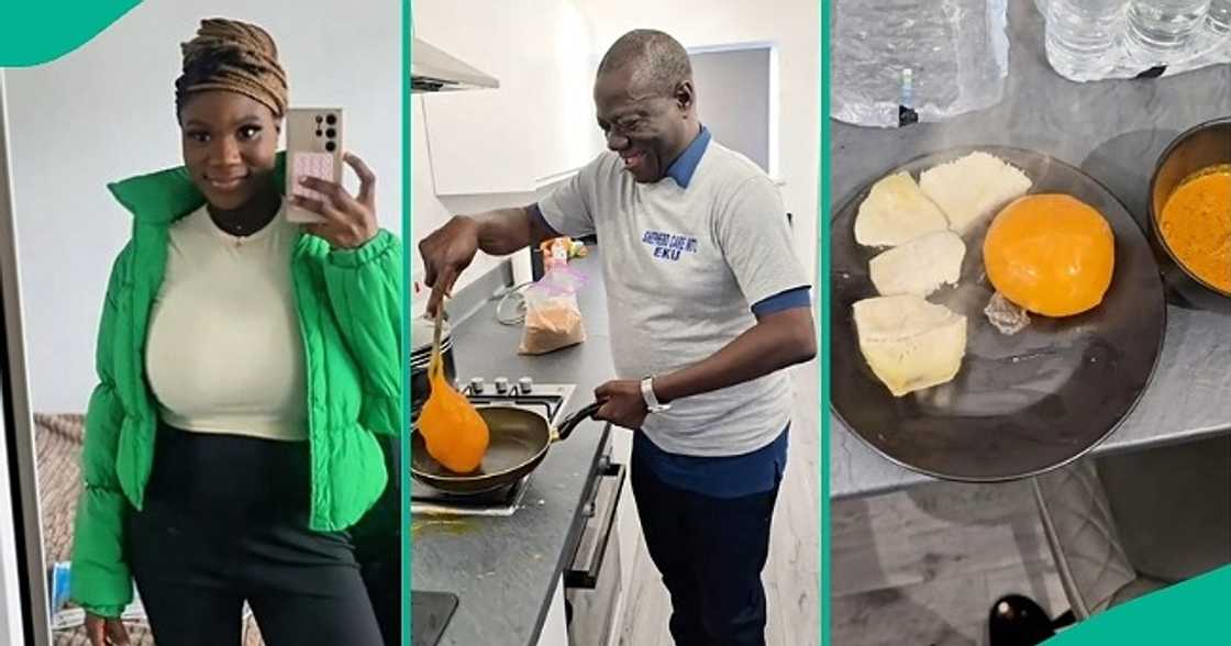 Caring dad cooks for daughter Caring dad cooks for daughter