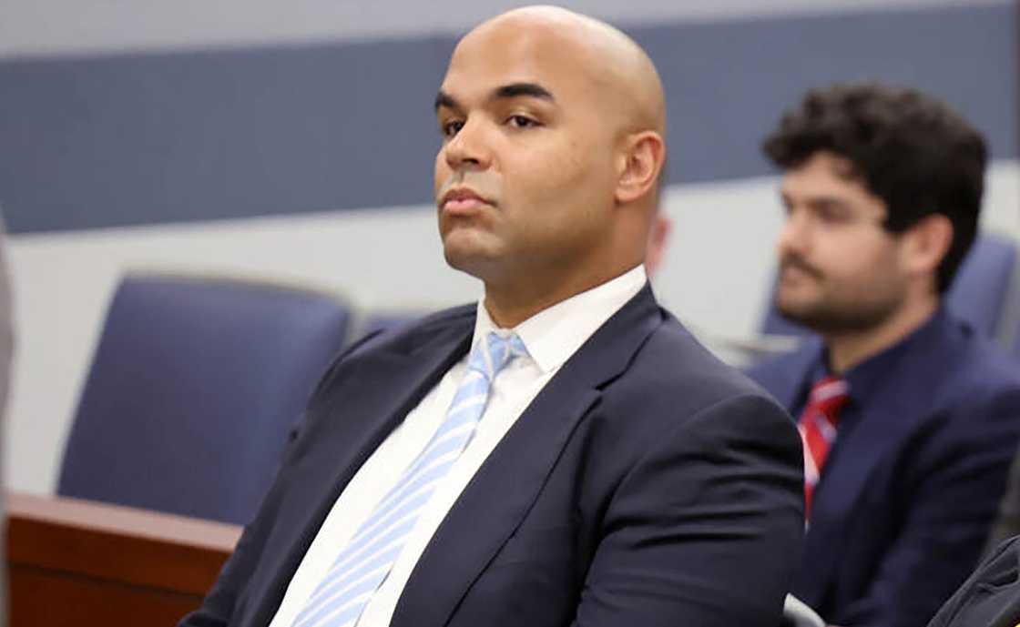 Justin Simpson listens during a 2025 court hearing regarding his father's estate