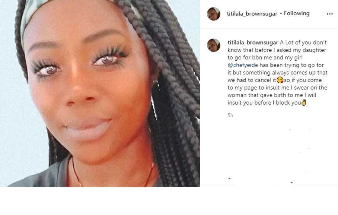 BBNaija: Angel's mother Titi BBNaija: Angel's mother Titi