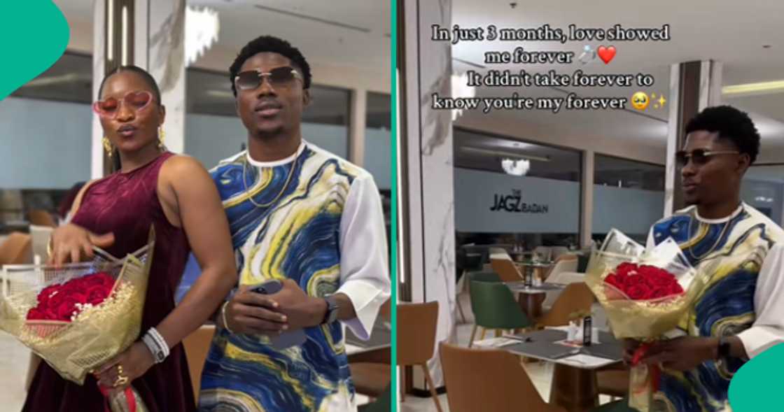 Lady shares her love story online after getting engaged to a man she met three months ago.