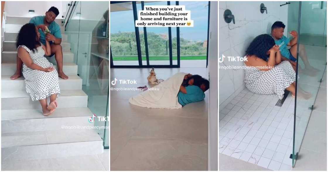 Couple move into their own house, no furniture, sleep on bare floor, couple build new house Couple move into their own house, no furniture, sleep on bare floor, couple build new house