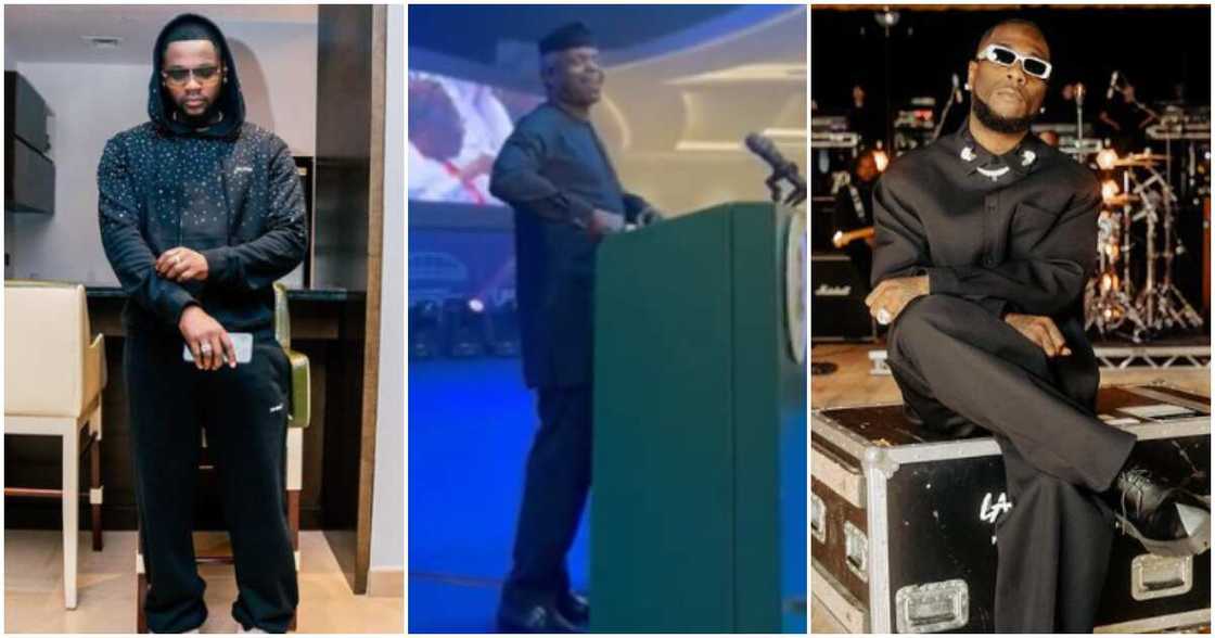 Singers Kizz Daniel, Burna Boy and VP Yemi Osinbajo Singers Kizz Daniel, Burna Boy and VP Yemi Osinbajo