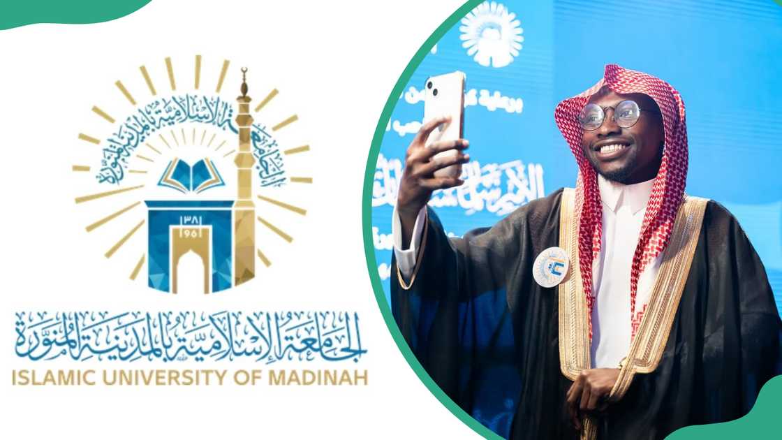 Islamic University of Madinah logo and student