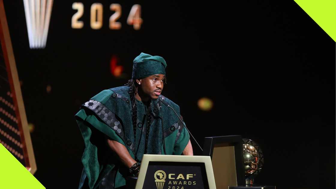 Ademola Lookman, Palais des Congrès, Marrakech, Morocco, CAF Awards, December 16, 2024. Ademola Lookman, Palais des Congrès, Marrakech, Morocco, CAF Awards, December 16, 2024.