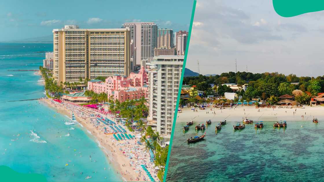 Two busy clear water beaches in Florida