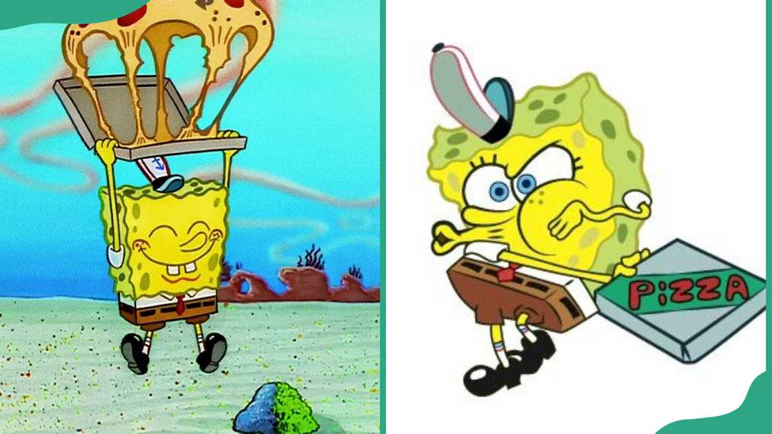 Spongebob delivering pizza from Krusty Krab Pizza Spongebob delivering pizza from Krusty Krab Pizza
