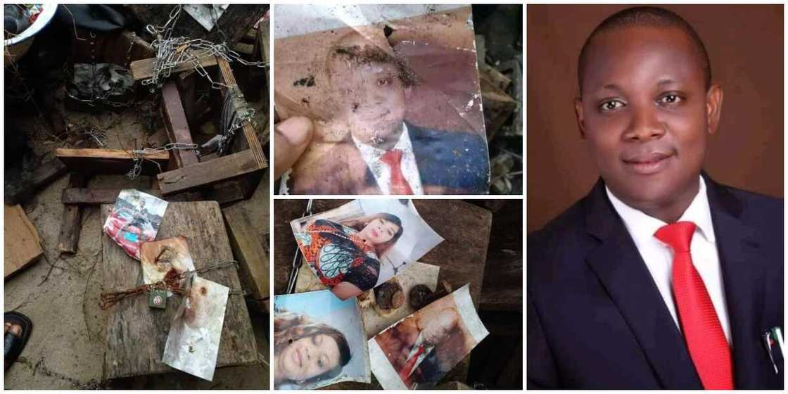 Nigerians react as photo of Rivers state commissioner is discovered in a local shrine Nigerians react as photo of Rivers state commissioner is discovered in a local shrine