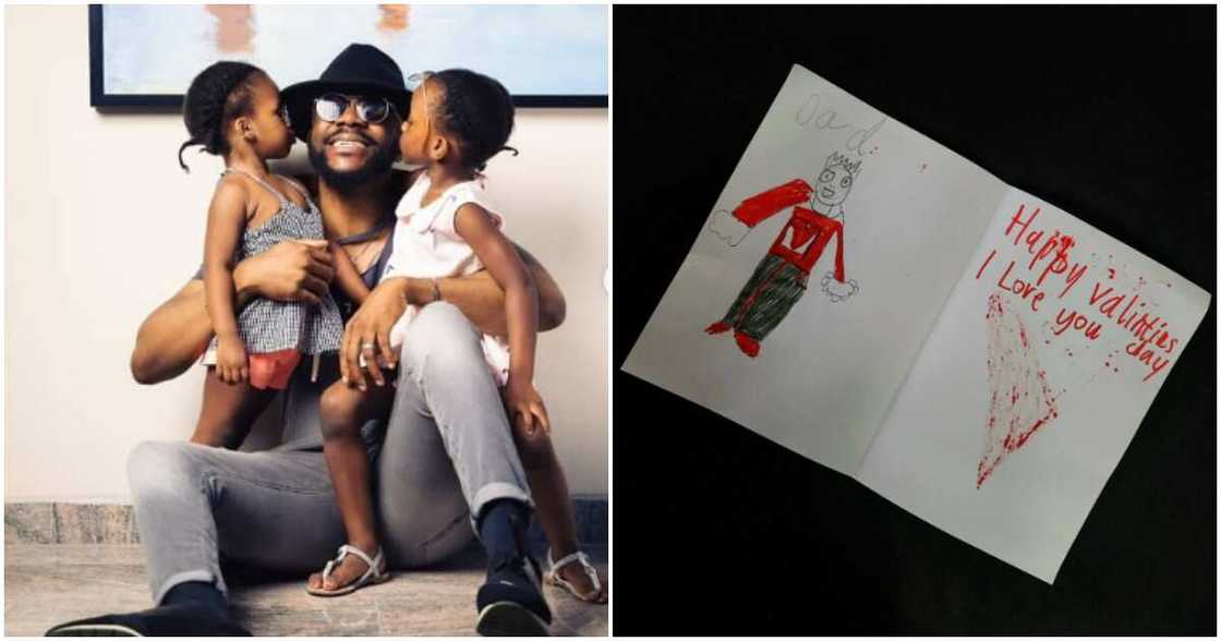 Ebuka Obi Uchendu's daughter draws him on Valentine's Day.