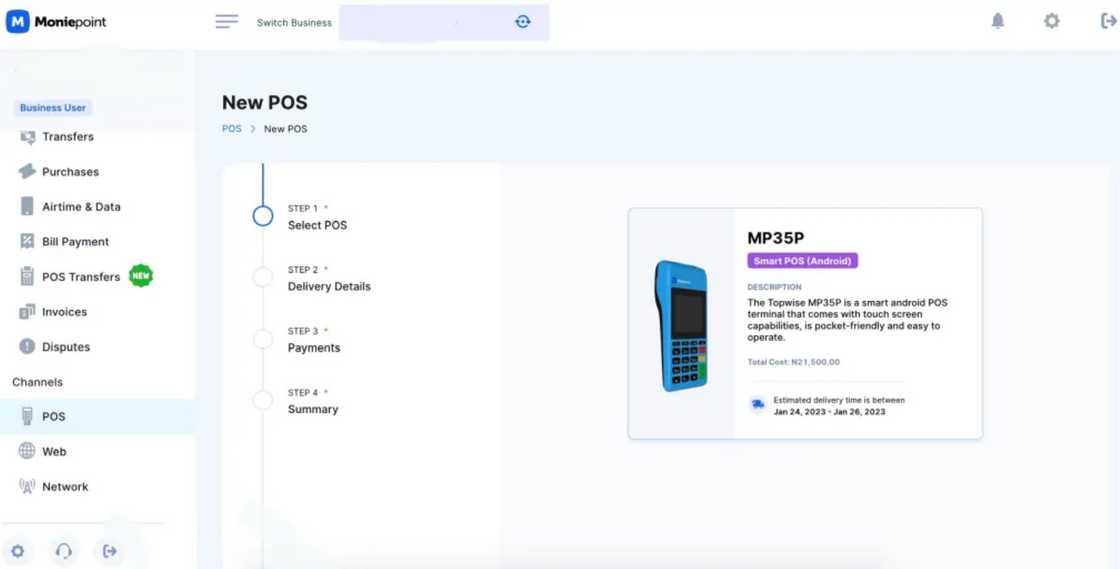 Requesting a Moniepoint POS machine Requesting a Moniepoint POS machine