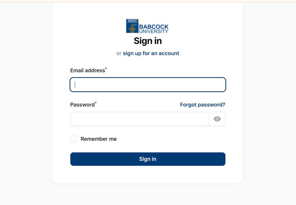 Babcock University admission portal sign in Babcock University admission portal sign in
