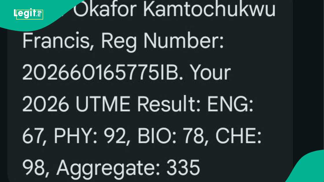Joy as woman shows her son's outstanding 2026 UTME result, in which he scored 98 in chemistry and 92 in physics