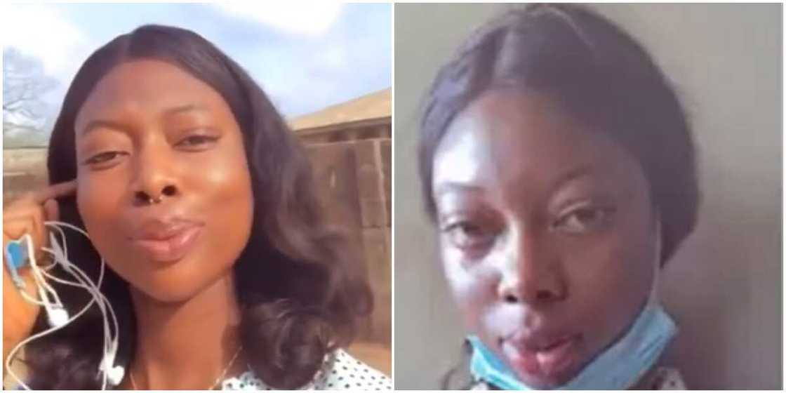 Unilorin student cries out as school authorities apprehend her for wearing nose ring