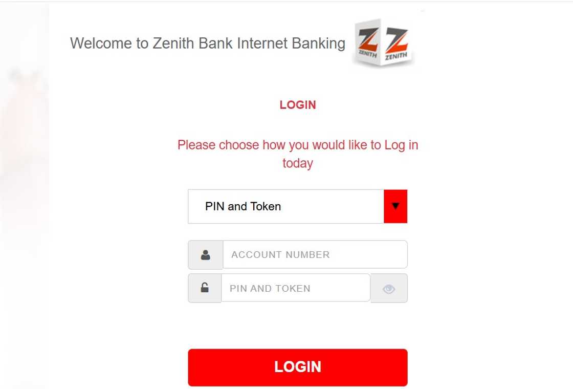 A screenshot of Zenith Internet banking platform A screenshot of Zenith Internet banking platform