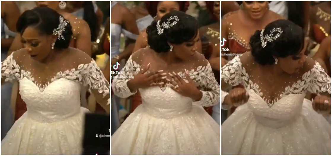 Beautiful bride dishes cool dance moves at her wedding, dancing to Loading by Olamide