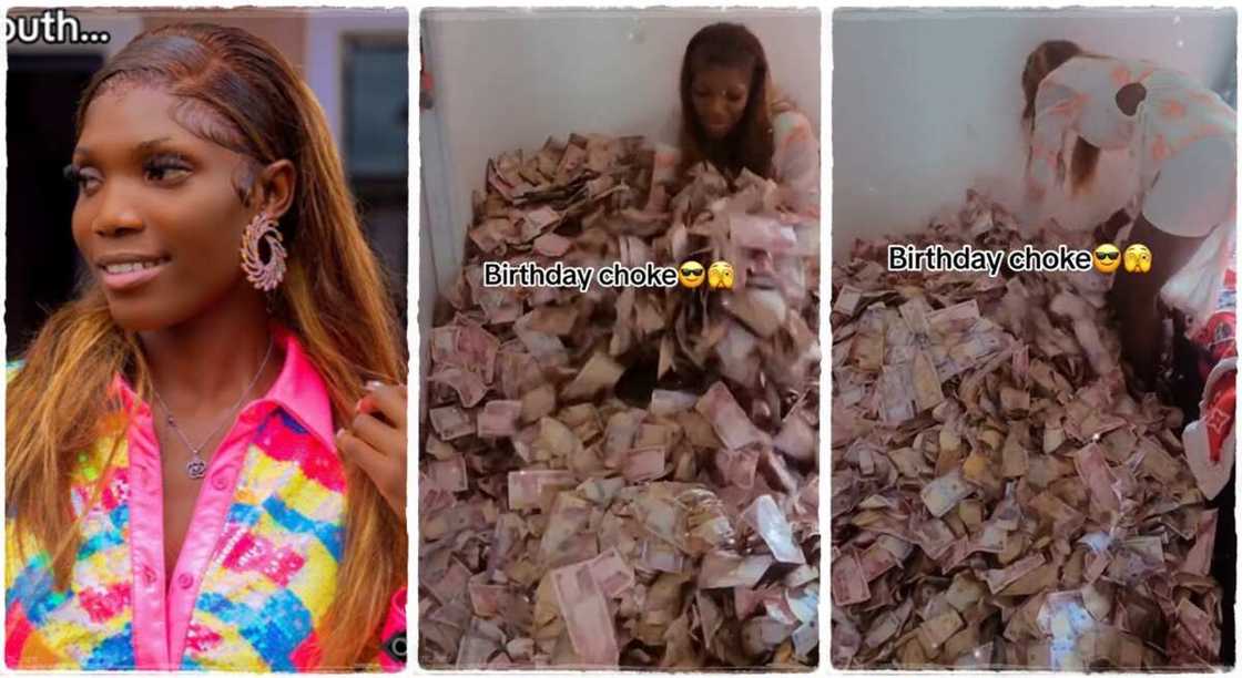 Nigerian lady sprayed money, birthday celebration. Nigerian lady sprayed money, birthday celebration.