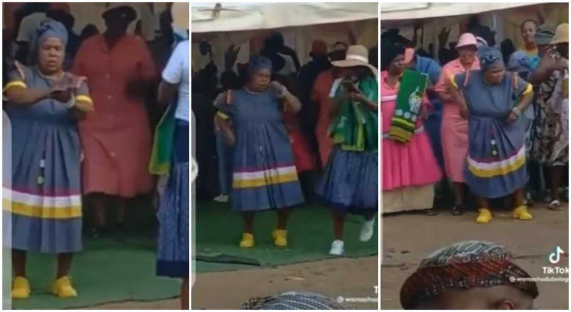 Old woman in blue canvas gives perfect dance in stunning video. Old woman in blue canvas gives perfect dance in stunning video.