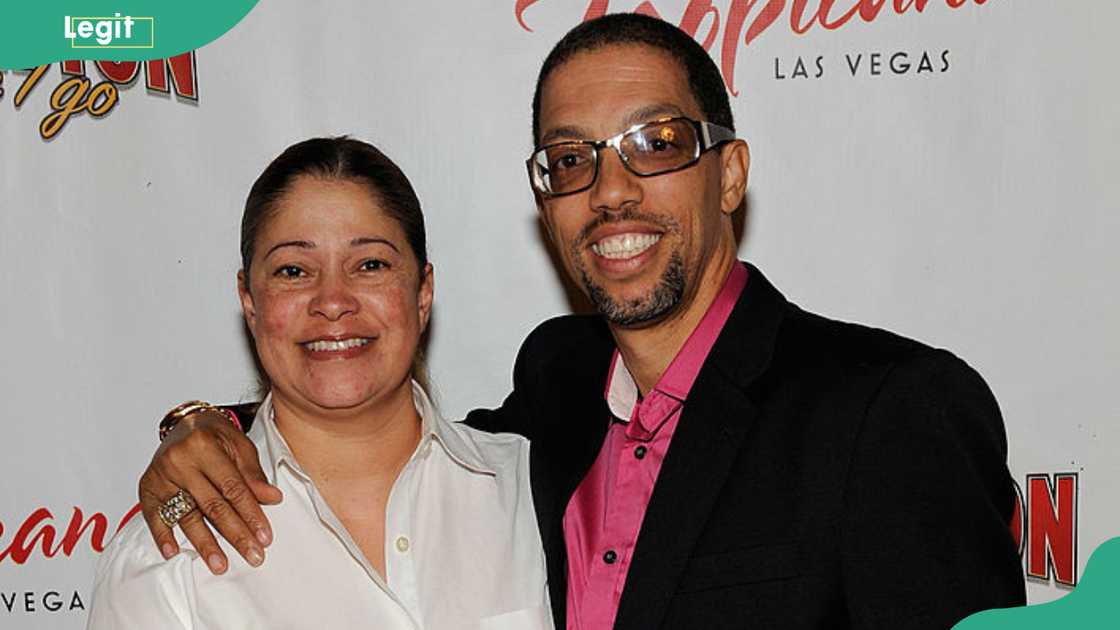 Tracey Davis (L), daughter of entertainer Sammy Davis Jr., and Barrett LaRoda, Chairman of Sammy Davis Jr. Enterprises Inc. at the Tropicana Las Vegas