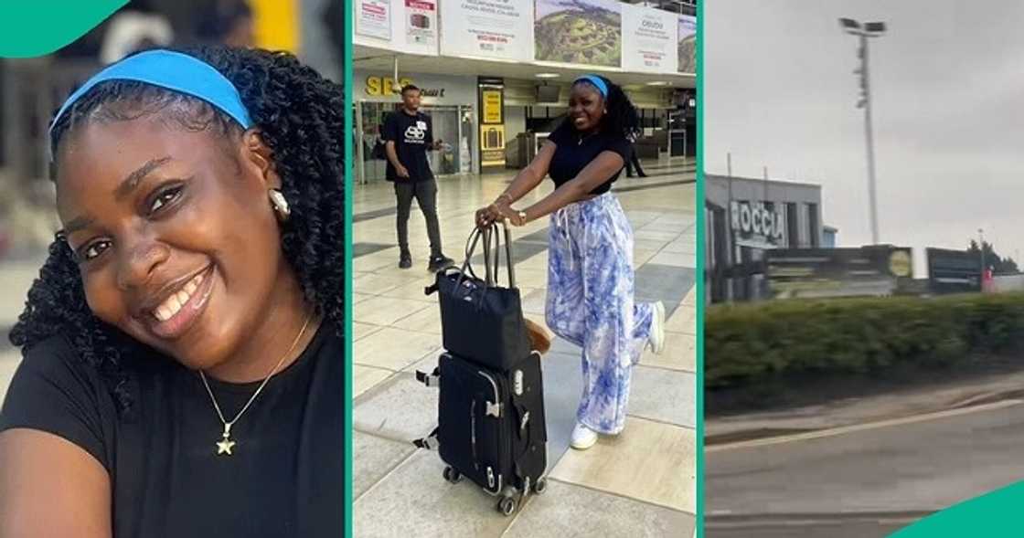 Lady overjoyed as she finally leaves Nigeria