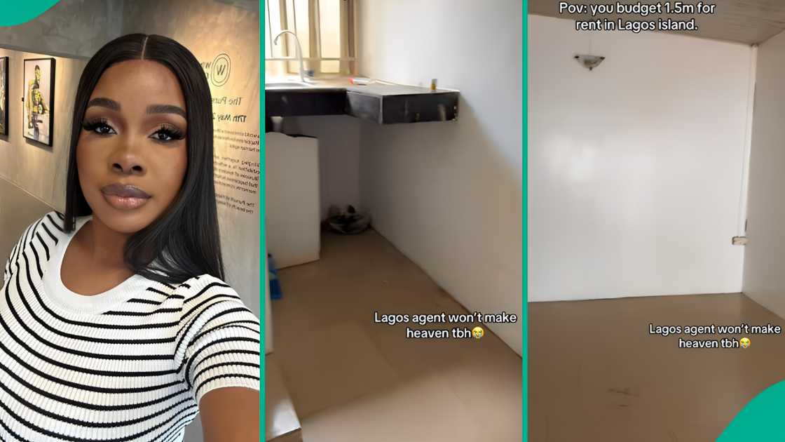 A lady with N1.5 million yearly rent budget displays the Lekki apartment that a house agent showed her.
