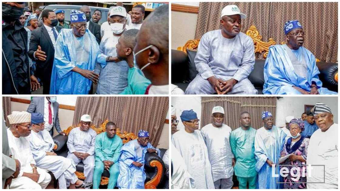 Photos Emerge As Tinubu, Obasa Storm Late APC Leader Samuel’s Residence, Console Family Members