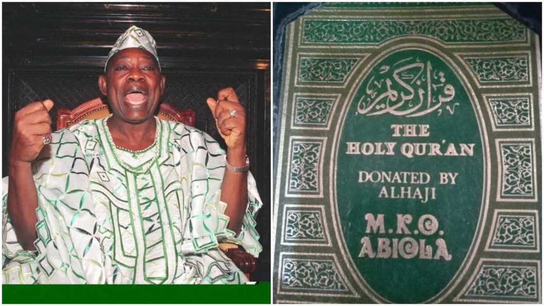 Man Finds Copy of Qur'an MKO Abiola Donated Several Years Ago in His Mosque, Shares Photo, Many Pray for Late Philanthropist Man Finds Copy of Qur'an MKO Abiola Donated Several Years Ago in His Mosque, Shares Photo, Many Pray for Late Philanthropist