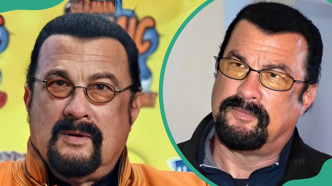 Steven Seagal pose at Westfalenhalle (L). The actor looks on at the Mercedes-Benz Fashion Week Russia (R) Steven Seagal pose at Westfalenhalle (L). The actor looks on at the Mercedes-Benz Fashion Week Russia (R)