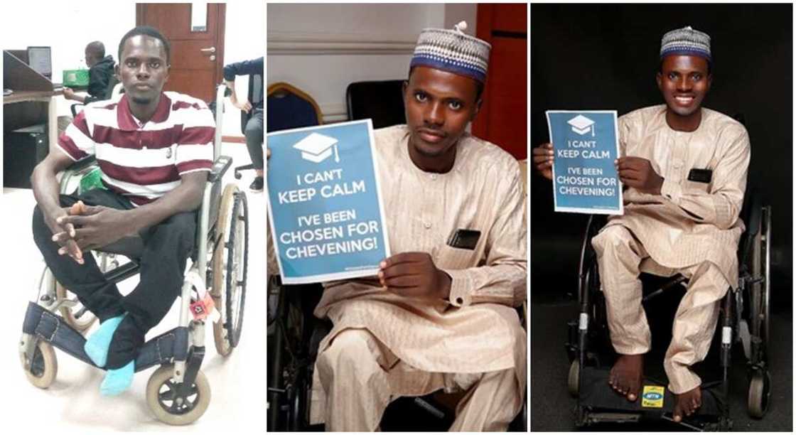 Disabled Nigerian man, Mahmud Abdullahi who is selected for Chevening scholaship. Disabled Nigerian man, Mahmud Abdullahi who is selected for Chevening scholaship.