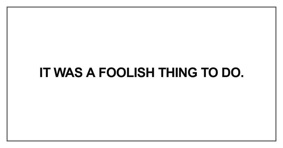 It was a foolish thing to do It was a foolish thing to do