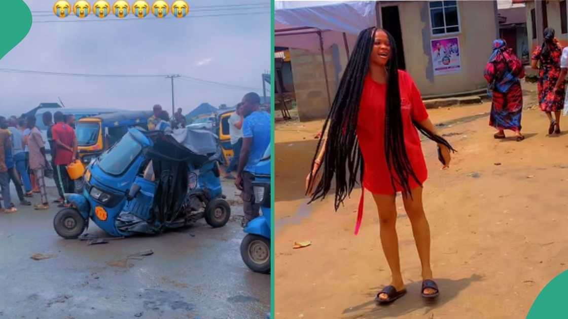 Video as Nigerian lady escapes death in tricycle crash a day to her birthday