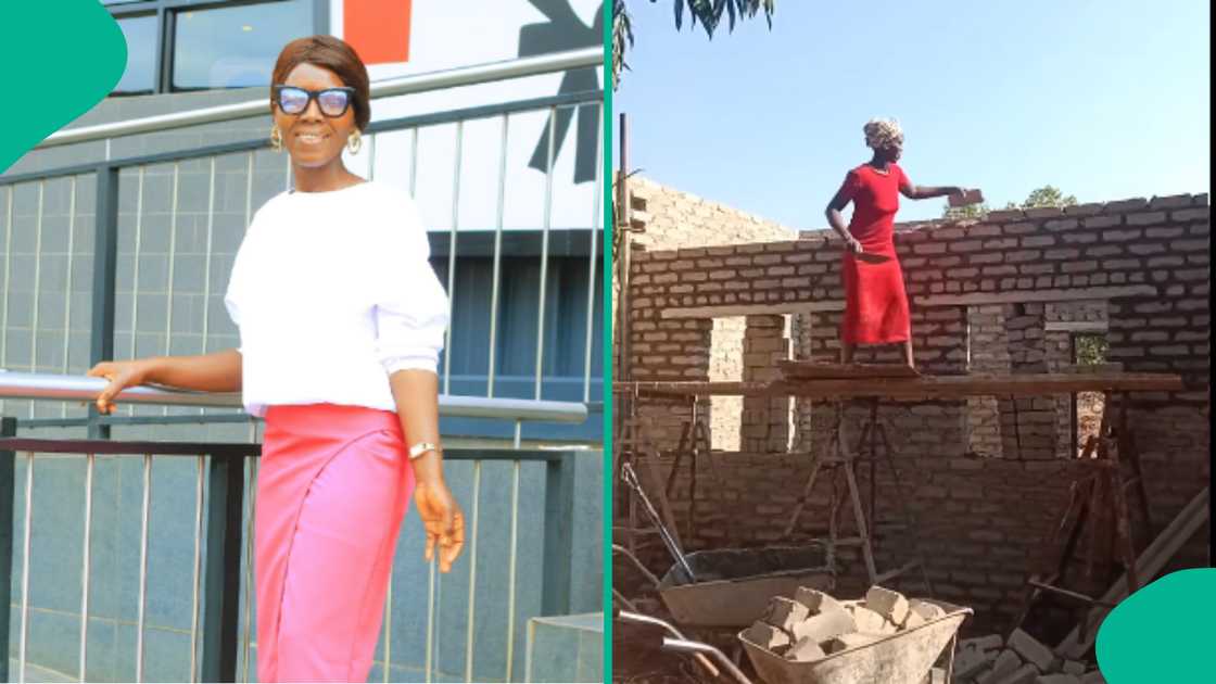 Woman shares video showing how she works as a bricklayer.