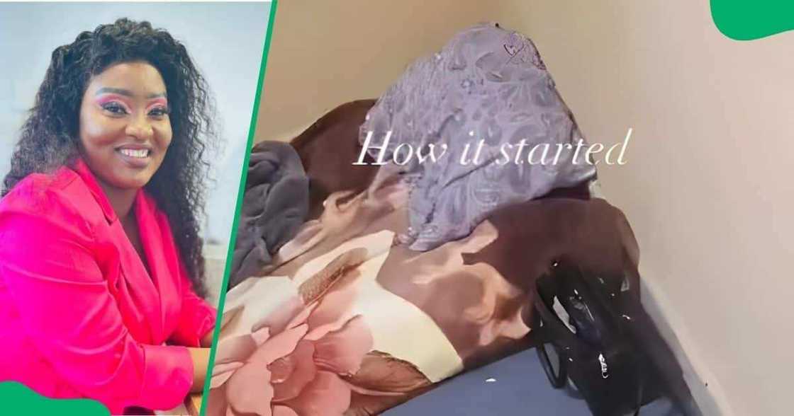 Woman shows her home glow-up in viral video. Woman shows her home glow-up in viral video.