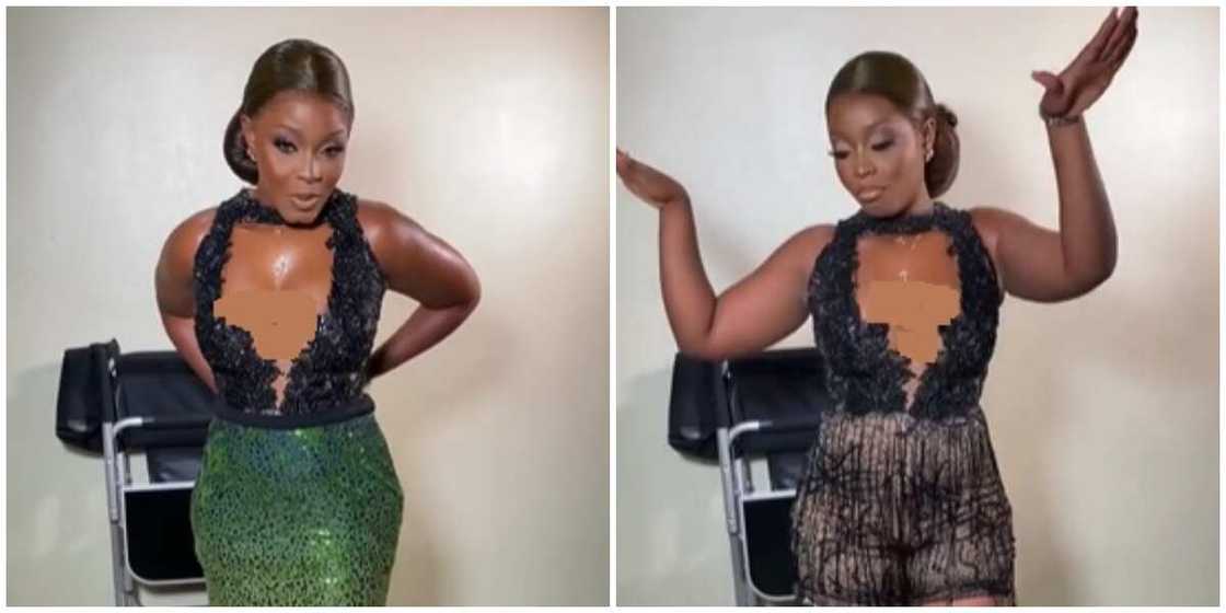 Photos of a lady on her 2-in-1 outfit. Photos of a lady on her 2-in-1 outfit.