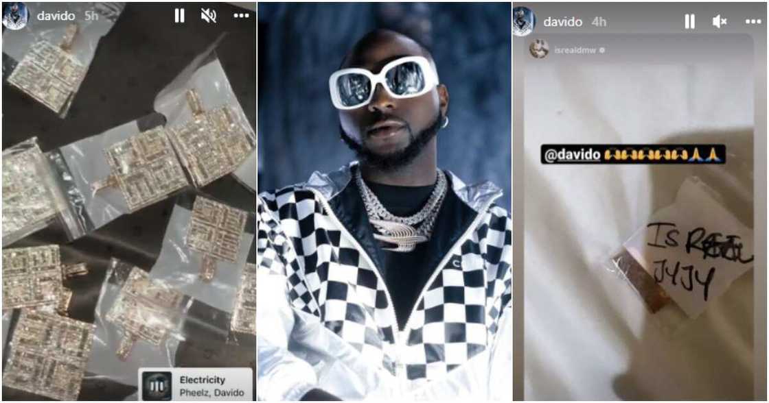 Davido and gold pendants.