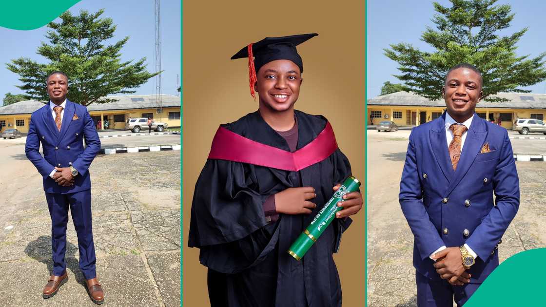 Udeh Ifeanyi Monday poses with his first class certificate