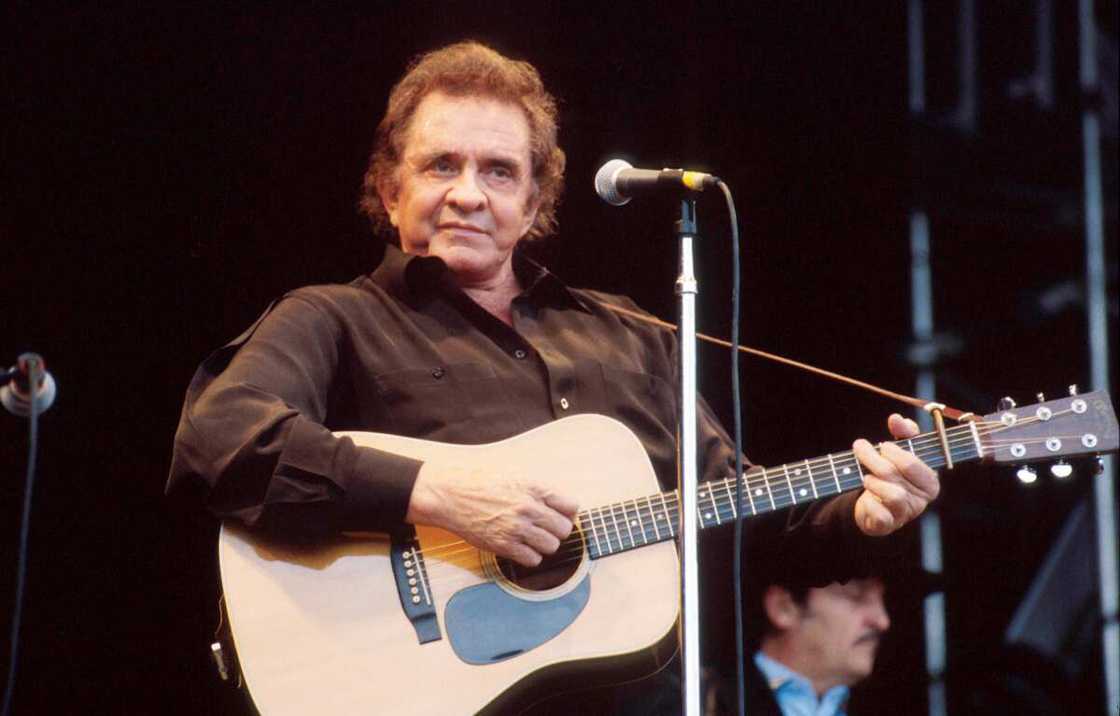 Johnny Cash performing at at Glastonbury Festival Johnny Cash performing at at Glastonbury Festival
