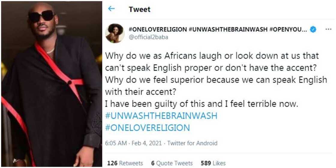 Singer 2baba says he has been guilty of laughing at people with poor English in the past Singer 2baba says he has been guilty of laughing at people with poor English in the past