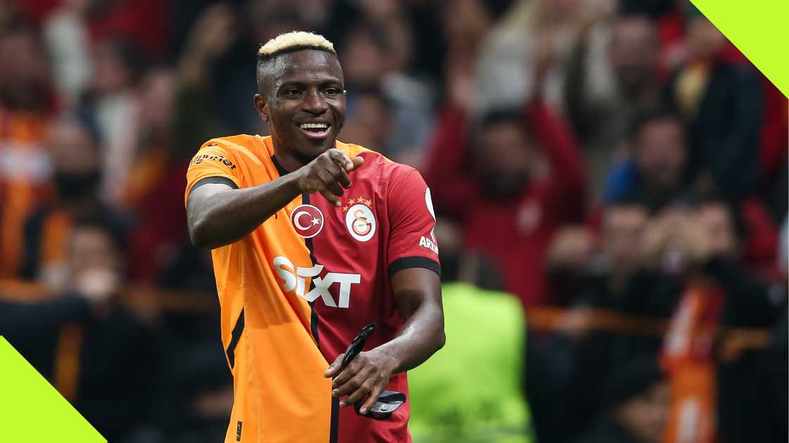 Victor Osimhen celebrates a goal for Galatasaray Victor Osimhen celebrates a goal for Galatasaray
