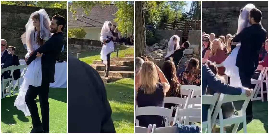 Reactions as man carries physically challenged 'bride' from entrance to altar in viral video Reactions as man carries physically challenged 'bride' from entrance to altar in viral video