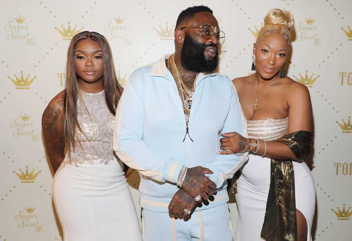 Brittany Roberts (L) Rick Ross (C), and Briana Camille (R) at Versace Mansion Brittany Roberts (L) Rick Ross (C), and Briana Camille (R) at Versace Mansion