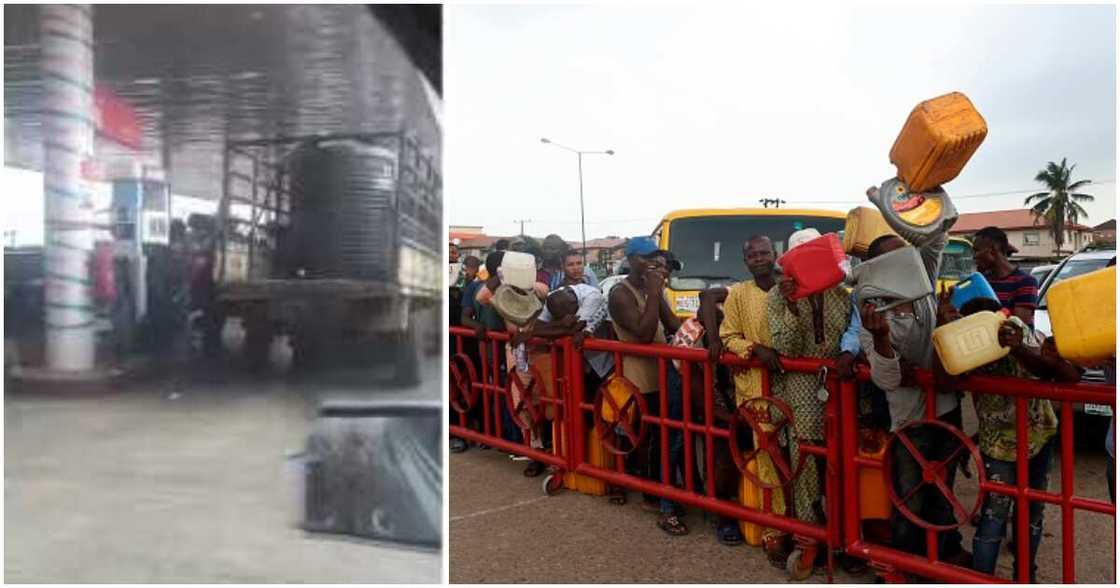 Massive reactions trail video of fuel being bought in a geepee tank at filling station