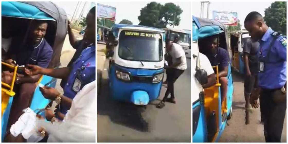 Kind Nigerian policeman gives keke driver and all his passengers cash in clip Kind Nigerian policeman gives keke driver and all his passengers cash in clip