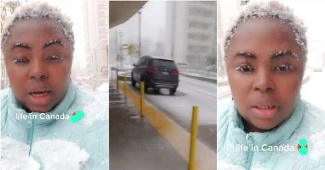 Black woman based in Canada, cold weather, snowfall