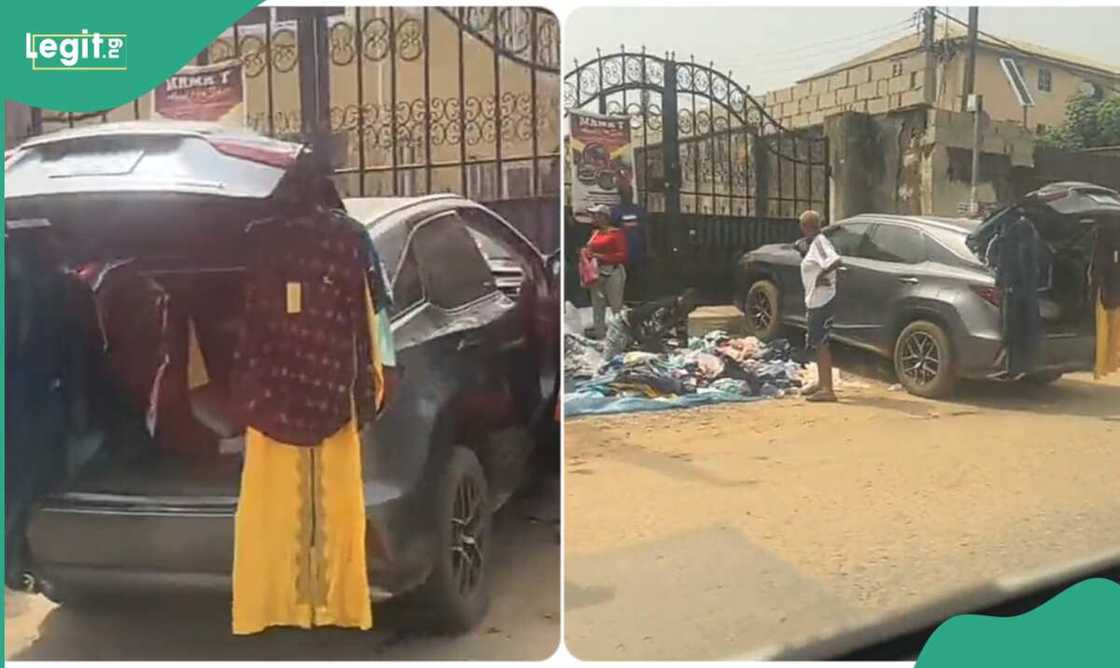 Photo of used clothes in classy car